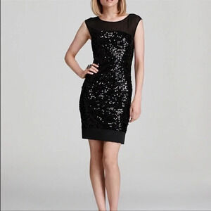 MAX AND CLEO By BCBG BLACK SEQUIN COCKTAIL DRESS SIZE 6